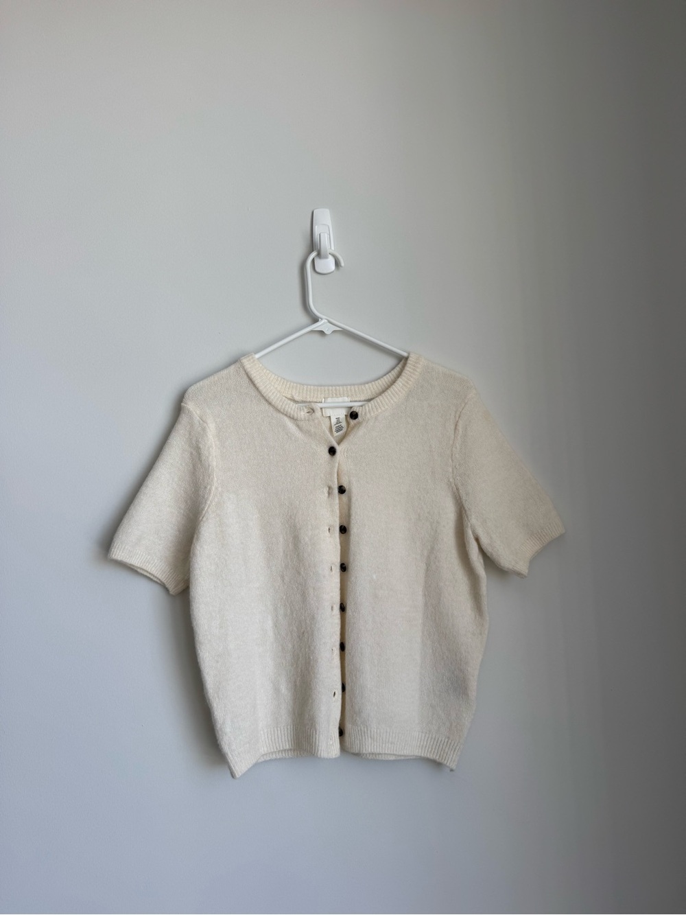 H&M Cream Short-Sleeve Button Cardigan